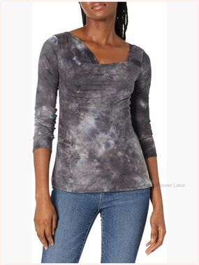Long Sleeve Drape Neck Blouse Silky Knit Work Top